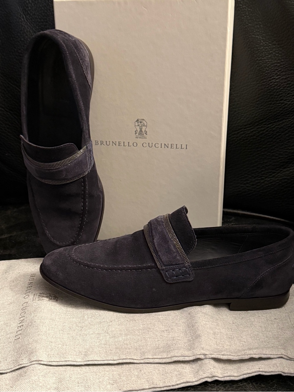 Brunello Cucinelli navy suede Women's Penny loafer - Picture 8 of 16